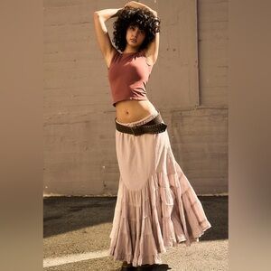 Free People Like A Mermaid Skirt Winter Bloom Ruffles Maxi Size Medium